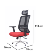 ⁦كرسى مدير ظهر عالي شبك احمر * اسود - موديل GL 111 A - يدات متحركة - نجمة معدن⁩ - الصورة ⁦2⁩