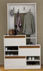 جزامة و شماعة ملابس عرض 90 سم موديل Shoes + Dresser 06 مقاس 35 * 90 * 180 سم