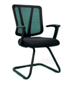 ⁦كرسى انتظار  تنجيد شبك - موديل Euro Sky 1011 C-black - يدات ثابتة - يستند على قاعدة حرف C دهان الكتروستاتيك⁩ - الصورة ⁦2⁩