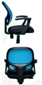 ⁦كرسى ظهر وسط شبك اسود - موديل Euro Smart 3001 - يدات ثابتة - نجمة بلاستيك⁩ - الصورة ⁦3⁩