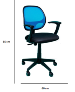 ⁦كرسى ظهر وسط شبك اسود - موديل Euro Smart 3001 - يدات ثابتة - نجمة بلاستيك⁩ - الصورة ⁦4⁩