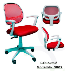 Mod. 3002 Smart كرسى ظهر وسط شبك فريم ابيض - موديل Euro Smart 3002 - يدات ثابتة - نجمة بلاستيك ابيض - الصورة 1
