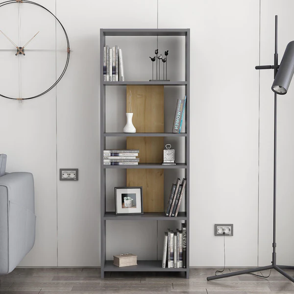 diosp-bookcase-anthracite-oak-furniturebookcases-modern-design-sale-uk_grande وحدة ارفف ديكورية 08 مقاس 25 * 60 * 160 سم - الصورة 1