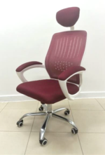 ⁦كرسى مدير ظهر عالي شبك فريم ابيض - موديل Bob A - يدات ثابتة تنجيد - نجمة معدن⁩ - الصورة ⁦2⁩
