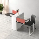 ⁦وحدة عمل ثنائية 280 سم موديل Metaly Box + Cabinet مقاس 280 * 120 * 75 سم بشاسيه معدني+ مكتبة بالمنتصف⁩ - الصورة ⁦2⁩