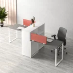 ⁦وحدة عمل ثنائية 280 سم موديل Metaly Box + Cabinet مقاس 280 * 120 * 75 سم بشاسيه معدني+ مكتبة بالمنتصف⁩ - الصورة ⁦3⁩