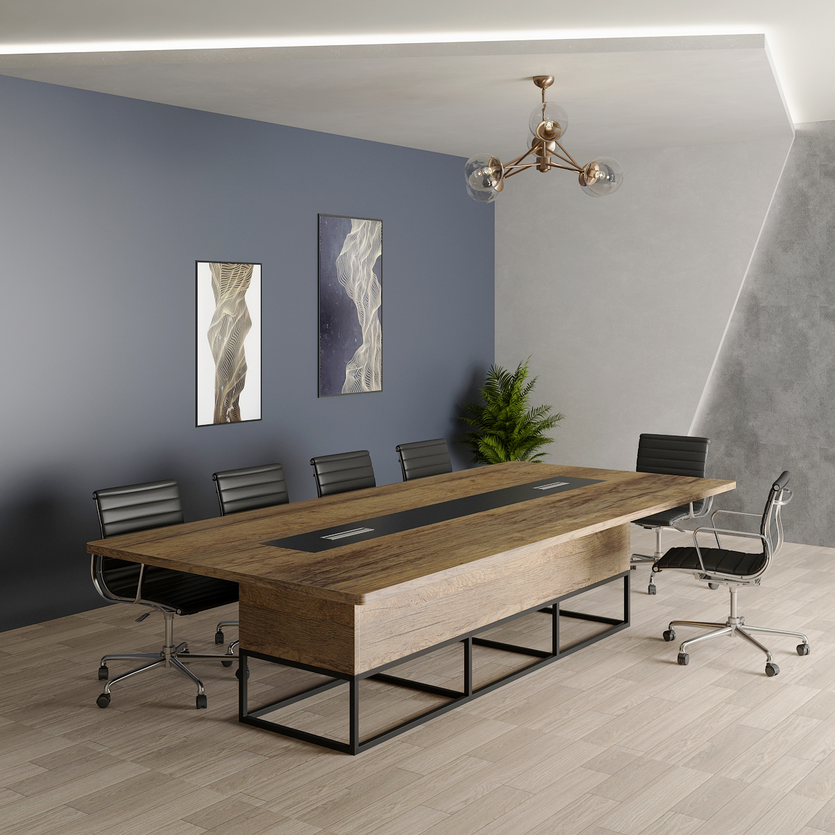 stone ترابيزة اجتماعات 240 سم موديل Storm Plus مقاس 240 * 120 * 75 سم بشاسيه معدني - الصورة 1