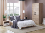 غرفة نوم Bedroom -03 مكونة من 3 قطع - سرير خشب + دولاب + كمود
