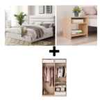 غرفة نوم Bedroom S-02 مكونة من 3 قطع - سرير تنجيد + دريسينج + كمود