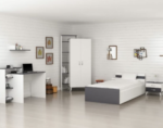 غرفة نوم Bedroom -07 مكونة من 4 قطع - سرير خشب + دولاب + كمود + مكتب