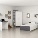 غرفة نوم Bedroom -07 مكونة من 4 قطع - سرير خشب + دولاب + كمود + مكتب