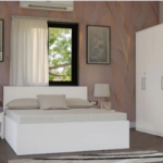 غرفة نوم Bedroom -05 مكونة من 3 قطع - سرير خشب + دولاب + كمود