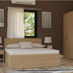 غرفة نوم Bedroom -06 مكونة من 3 قطع - سرير خشب + دولاب + كمود