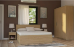 غرفة نوم Bedroom -06 مكونة من 3 قطع - سرير خشب + دولاب + كمود