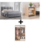 غرفة نوم Bedroom S-01 مكونة من 3 قطع - سرير تنجيد + دريسينج + كمود
