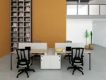 وحدة عمل رباعية 280 سم موديل Metaly -T3- with Sides  مقاس 280 * 120 * 75 سم بشاسيه معدني شاملة سايد بالادراج