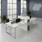 وحدة عمل رباعية 280 سم موديل Plus + Cabinets مقاس 280 * 120 * 75 سم بشاسيه معدني
