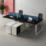 ⁦وحدة عمل رباعية 240 سم موديل Plus + Sides 02 مقاس 240 * 120 * 75 سم بشاسيه معدني⁩ - الصورة ⁦3⁩