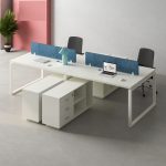 ⁦وحدة عمل رباعية 240 سم موديل Plus + Sides 02 مقاس 240 * 120 * 75 سم بشاسيه معدني⁩ - الصورة ⁦4⁩