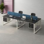 ⁦وحدة عمل رباعية 240 سم موديل  Plus Shape + drawers مقاس 240 * 120 * 75 سم بشاسيه معدني⁩ - الصورة ⁦4⁩