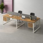 ⁦وحدة عمل رباعية 240 سم موديل  Plus Shape + drawers مقاس 240 * 120 * 75 سم بشاسيه معدني⁩ - الصورة ⁦2⁩