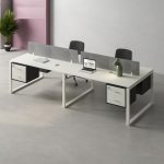 وحدة عمل رباعية 240 سم موديل  Plus Shape + drawers مقاس 240 * 120 * 75 سم بشاسيه معدني