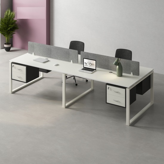 1665212282_1 وحدة عمل رباعية 240 سم موديل Plus Shape + drawers مقاس 240 * 120 * 75 سم بشاسيه معدني - الصورة 1