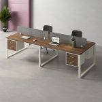 ⁦وحدة عمل رباعية 240 سم موديل  Plus Shape + drawers مقاس 240 * 120 * 75 سم بشاسيه معدني⁩ - الصورة ⁦3⁩