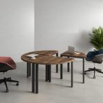 ⁦ترابيزة اجتماعات 100 سم دائرية موديل Metaly divided مقاس 100 * 100 * 75 سم بشاسيه معدني⁩ - الصورة ⁦2⁩
