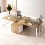 ⁦وحدة عمل رباعية 300 سم موديل Plus + Sides 03 مقاس 300 * 120 * 75 سم بشاسيه معدني⁩ - الصورة ⁦2⁩