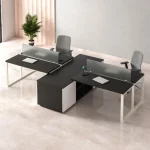 ⁦وحدة عمل رباعية 300 سم موديل Plus + Sides 03 مقاس 300 * 120 * 75 سم بشاسيه معدني⁩ - الصورة ⁦5⁩