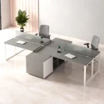 ⁦وحدة عمل رباعية 300 سم موديل Plus + Sides 03 مقاس 300 * 120 * 75 سم بشاسيه معدني⁩ - الصورة ⁦4⁩