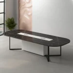 ⁦ترابيزة اجتماعات 200 سم موديل Gaya Box Curve مقاس 200 * 120 * 75 سم بشاسيه معدني⁩ - الصورة ⁦4⁩