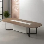⁦ترابيزة اجتماعات 200 سم موديل Gaya Box Curve مقاس 200 * 120 * 75 سم بشاسيه معدني⁩ - الصورة ⁦2⁩