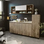 مطبخ Kit- 12 خشب ام دي اف مقاس 47 * 160 * 86 سم + وحدة تخزين جانبية