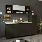 ⁦مطبخ Kit- 12 خشب ام دي اف مقاس 47 * 160 * 86 سم + وحدة تخزين جانبية⁩ - الصورة ⁦3⁩