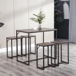 ⁦ترابيزة سفرة 110 سم موديل DIN-T 08 خشب ام دي اف بشاسيه معدني مقاس 60 * 110 * 100 سم⁩ - الصورة ⁦2⁩