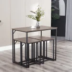 ⁦ترابيزة سفرة 110 سم موديل DIN-T 08 خشب ام دي اف بشاسيه معدني مقاس 60 * 110 * 100 سم⁩ - الصورة ⁦3⁩