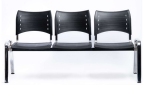 كنبة انتظار ثلاثية - موديل Euro New Royal - Black - بدون يدات - يستند على قاعدة معدن دهان نيكل