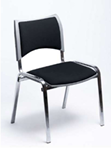 كرسى انتظار جلد - موديل Euro New Royal 4Leg - Black- بدون يدات - يستند على قاعدة 4 ارجل نيكل