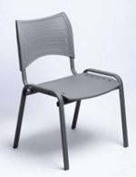 كرسى انتظار جلد - موديل Euro New Royal 4Leg - Grey- بدون يدات - يستند على قاعدة 4 ارجل دهان الكتروستاتيك