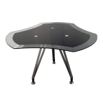 ترابيزة اجتماعات 120 سم دائرية موديل Lotus - Glass مقاس 120 * 120 * 75 سم بشاسيه معدني