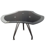 ترابيزة اجتماعات 120 سم دائرية موديل Lotus - Glass مقاس 120 * 120 * 75 سم بشاسيه معدني