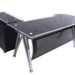 مكتب 200 سم موديل Rio Circle with Side - Glass مقاس 200 * 150 * 75 سم