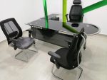 ⁦مكتب 200 سم موديل Rio Circle with Side - Glass مقاس 200 * 150 * 75 سم⁩ - الصورة ⁦6⁩