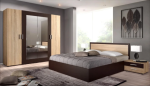 غرفة نوم Bedroom -19 مكونة من 4 قطع - سرير خشب + دولاب + 2 كمود