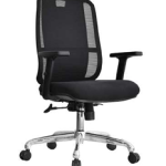 كرسى ظهر وسط شبك موديل DW 801 B - Black - يدات متحركة - نجمة معدن