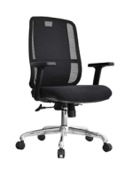 كرسى ظهر وسط شبك موديل DW 801 B - Black - يدات متحركة - نجمة معدن