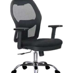 كرسى ظهر وسط شبك موديل DW 402 B - Black - يدات متحركة - نجمة معدن
