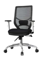 ⁦كرسى ظهر وسط شبك اسود - موديل DW 409 B- فريم ابيض - يدات متحركة - نجمة معدن⁩ - الصورة ⁦2⁩